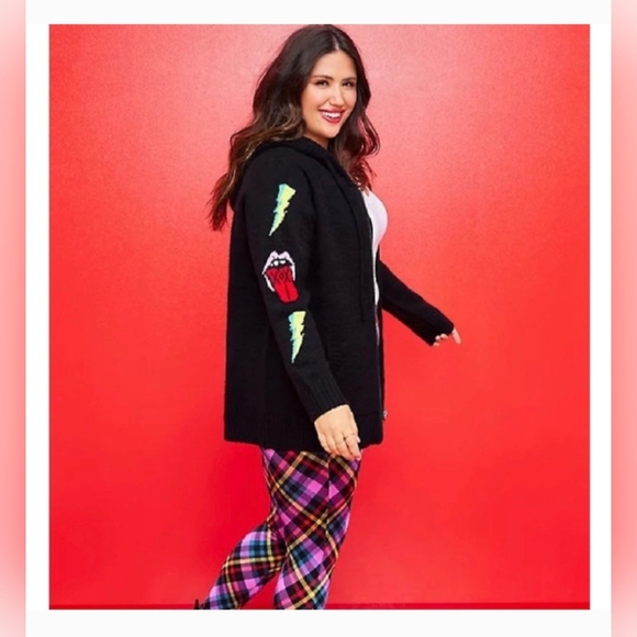 TORRID Betsey Johnson Zip-Up Hoodie Sweater - Love Black. Size 3X. - Picture 10 of 12